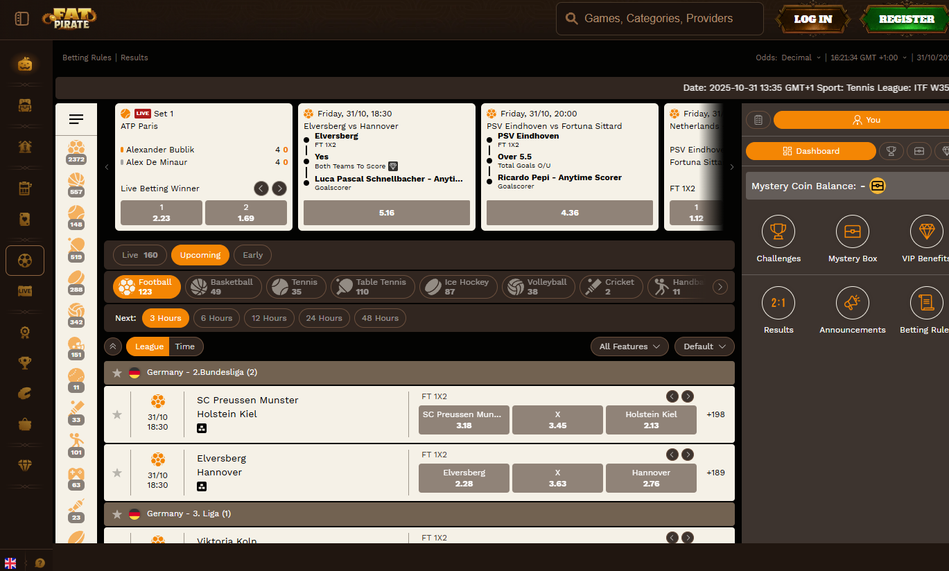 Fatpirate的体育博彩选项